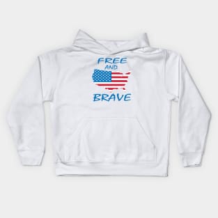 Free and Brave, 4th July Celebration Kids Hoodie